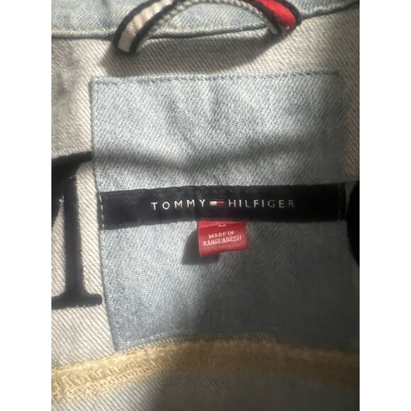 Vintage Tommy Hilfiger Denim Jacket Big Logo Flag Patch Back 90s Y2k Size M - Picture 4 of 4